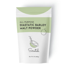 Scratch diastatic malt powder jar enhances dough rise for bakery-quality loaves