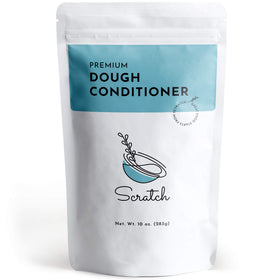 Scratch Premium Dough Conditioner bottle pour enhances dough texture and consistency.