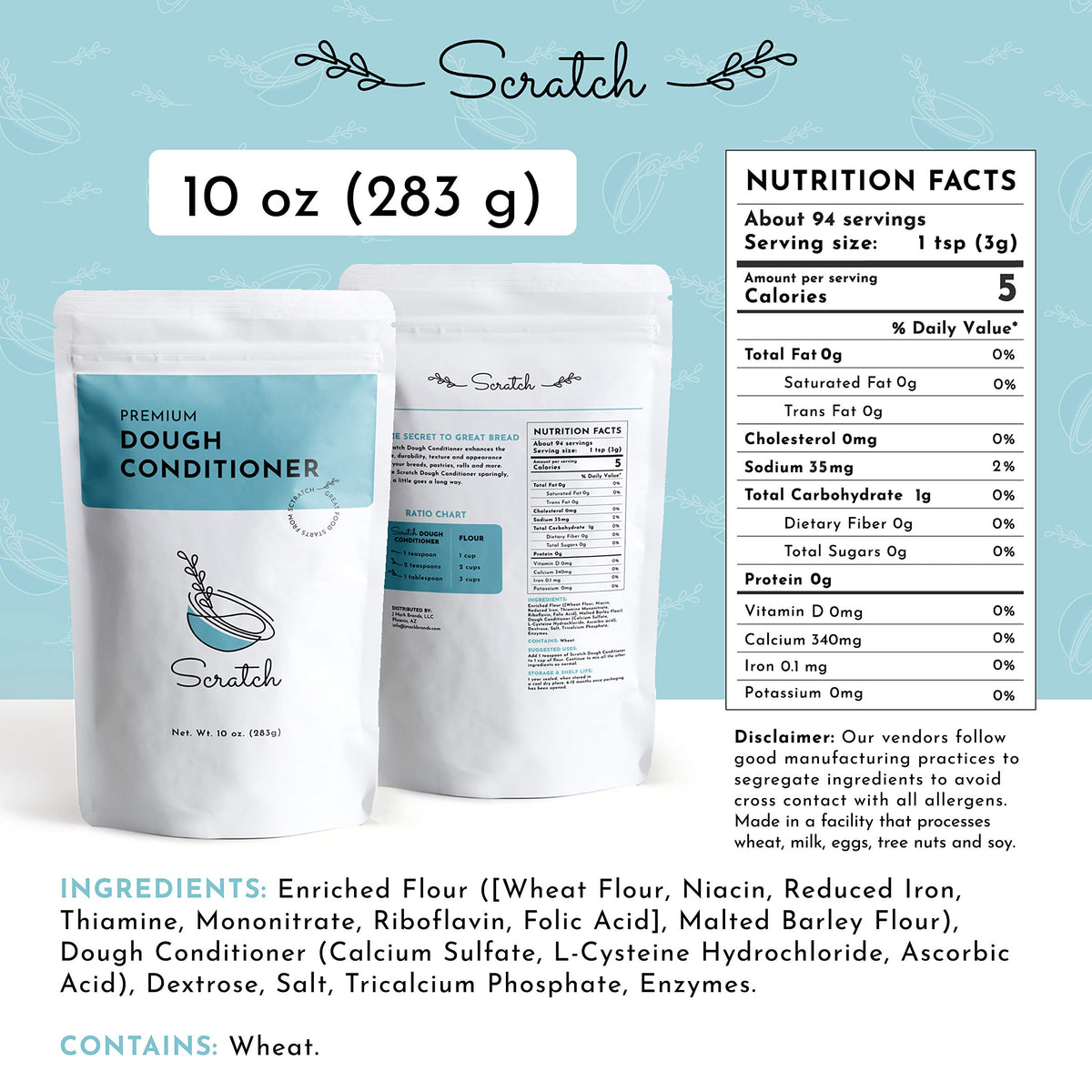 Close-up of Scratch Premium Dough Conditioner showing smoother dough crumb potential.