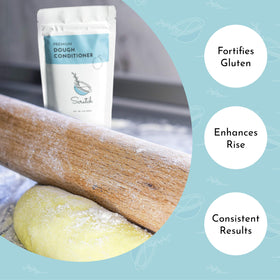 Measurement of 1 teaspoon of Scratch Premium Dough Conditioner per cup of flour.