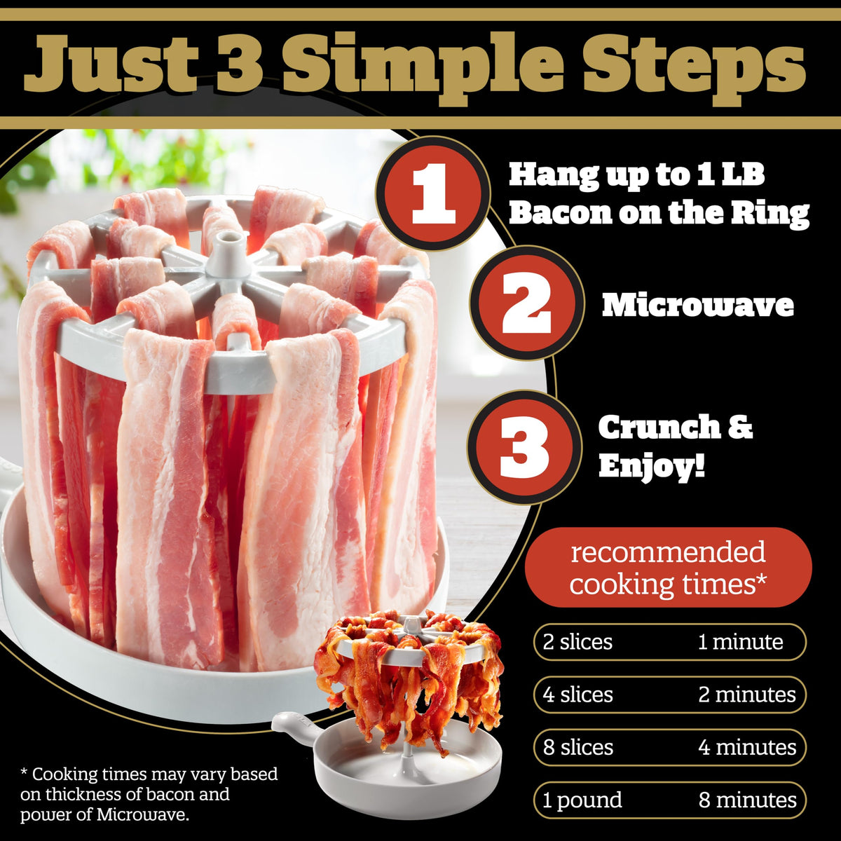 SCS Direct Bacon Wizard fat-drip saver reduces grease for cleaner meals.