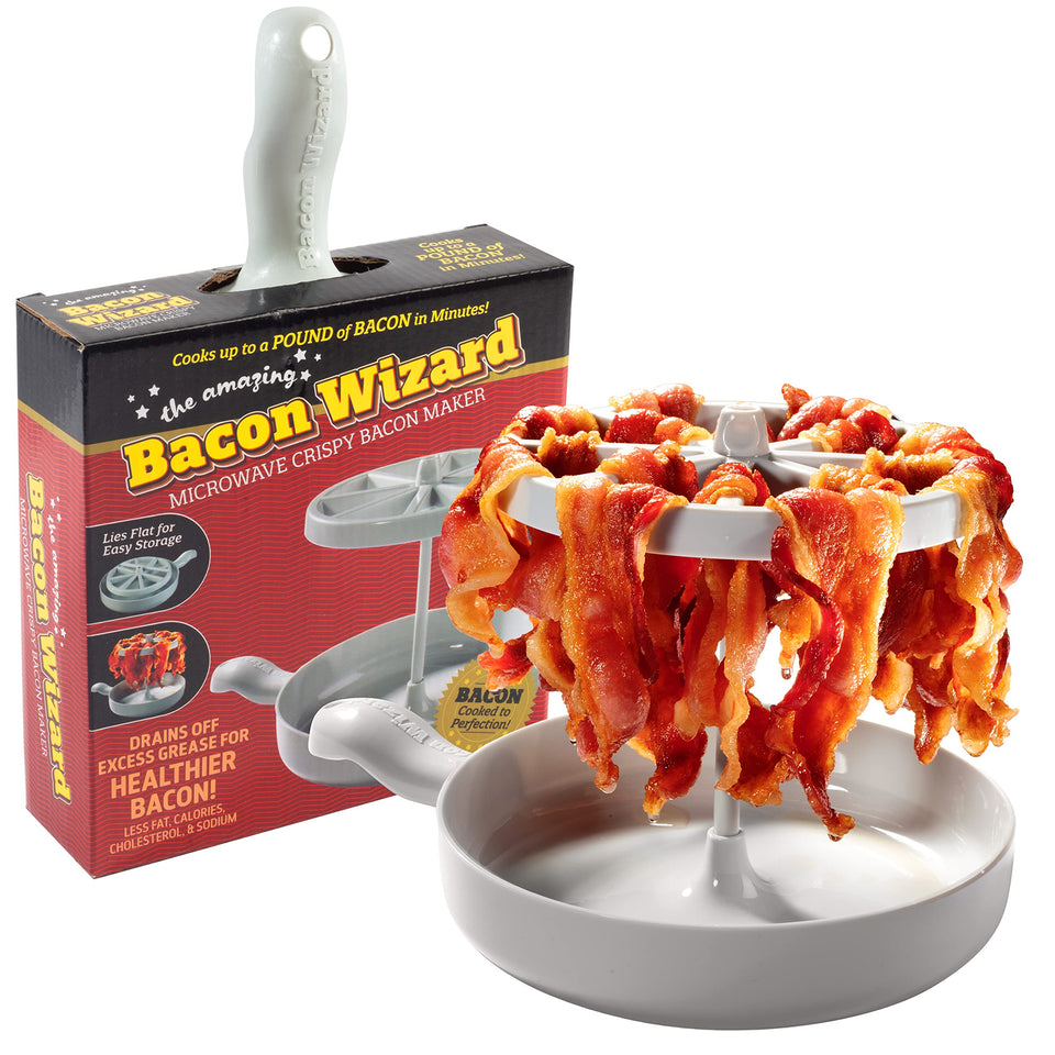 SCS Direct Bacon Wizard microwave bacon cooker in action delivers quick, crispy bacon.