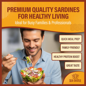 Sea Castle anchovies in salad bowl for savory salad enhancement.