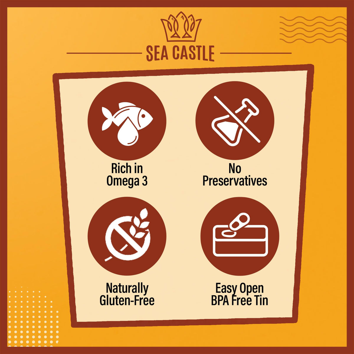 Sea Castle pull-ring can opening for quick, convenient use.