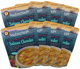 Sea Fare Pacific Smoked Salmon Chowder pouch, quick heat for a comforting meal.