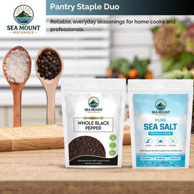 Sea Mount Naturals ready-to-use salt and pepper for elevating dishes.