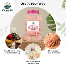 Sea Mount Naturals Himalayan Pink Salt kitchen setup for versatile cooking and finishing
