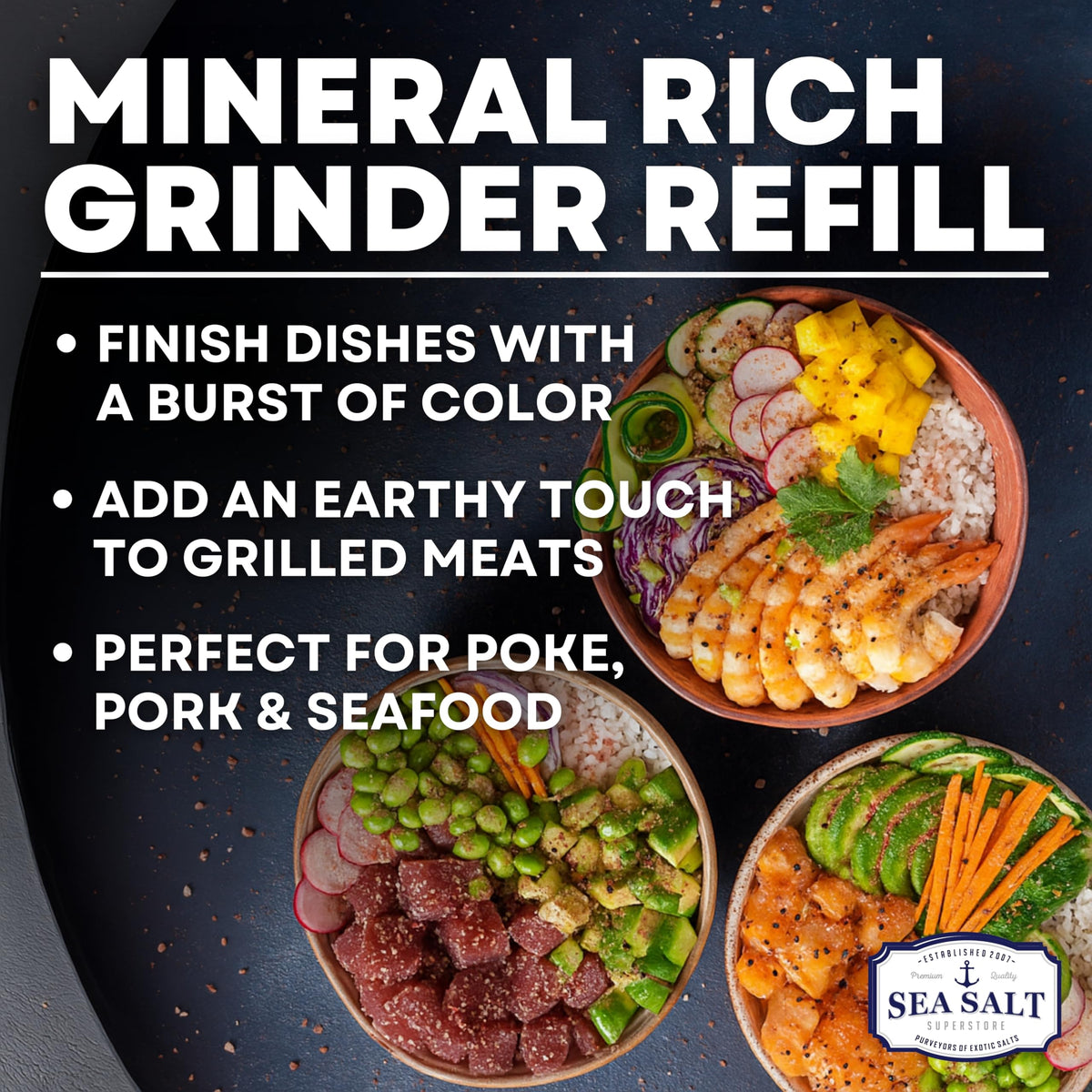 Sea Salt Superstore Alaea Red Salt color contrast enhances plated meals