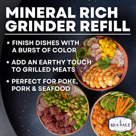 Sea Salt Superstore Alaea Red Salt color contrast enhances plated meals
