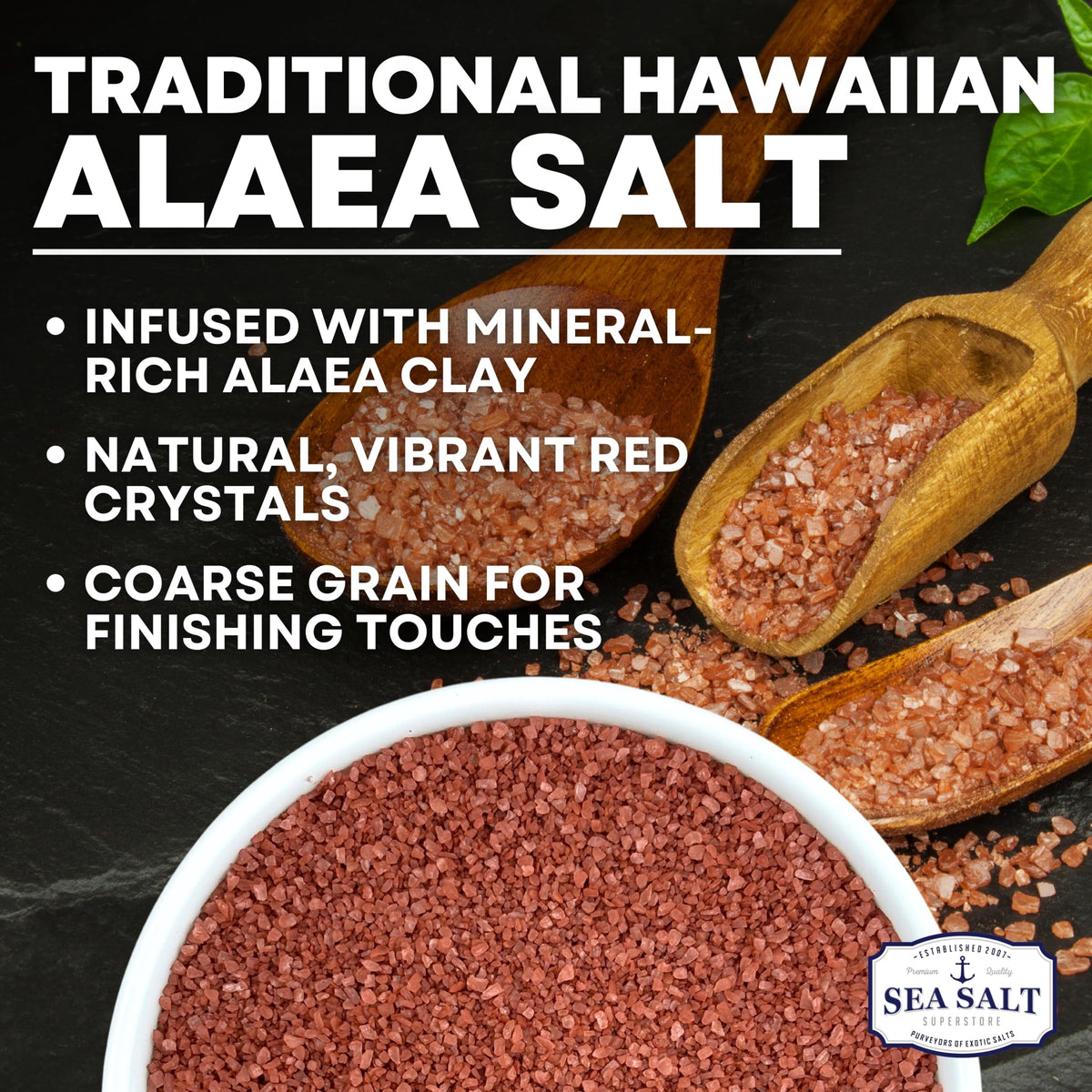 Sea Salt Superstore Alaea Red Salt pack close-up shows mineral-rich texture
