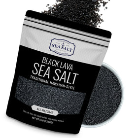 Sea Salt Superstore Black Lava Charcoal bottle pour enhances dishes with a mild smoky finish.
