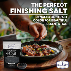 Sea Salt Superstore Black Lava Charcoal grill rub adds flavor to meats and vegetables.