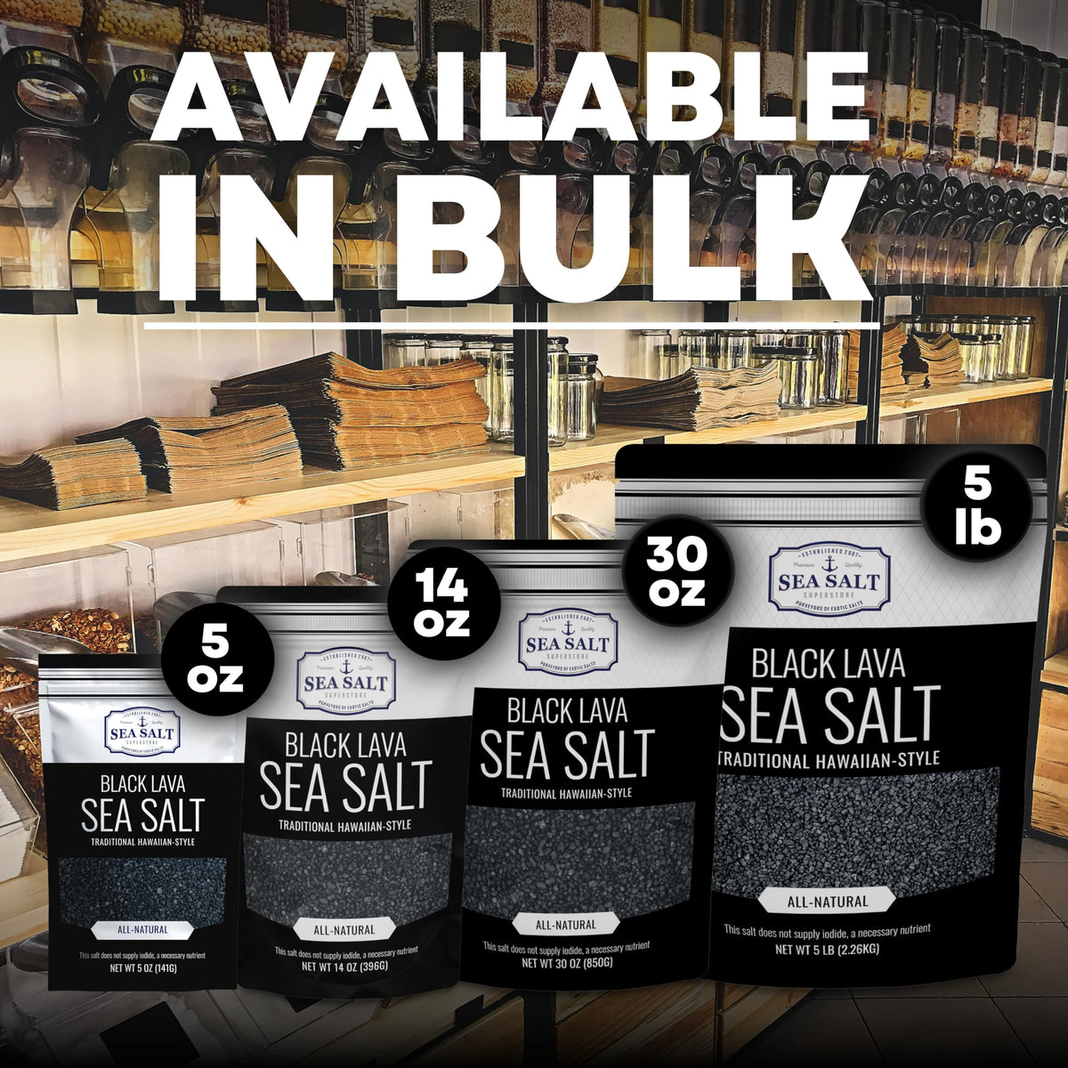 Sea Salt Superstore Black Lava Charcoal visual color enhances plating and presentation.