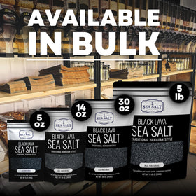 Sea Salt Superstore Black Lava Charcoal visual color enhances plating and presentation.