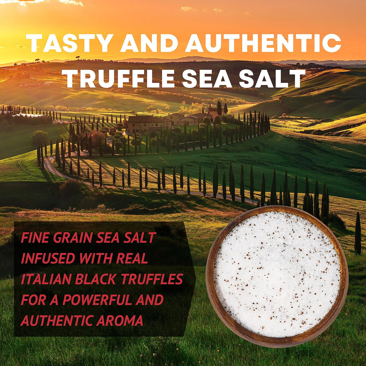 Sea Salt Superstore black truffle salt shaker on counter for popcorn.