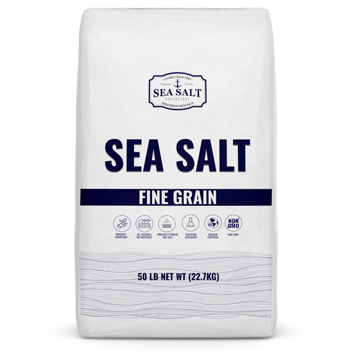 Sea Salt Superstore bulk kosher salt 50lb bag ready for commercial seasoning