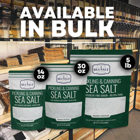 Sea Salt Superstore canning salt jar highlighting even distribution for preservation.