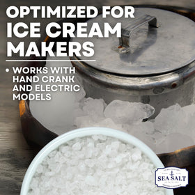 Sea Salt Superstore coarse salt crystals promote even freezing for creamy textures.