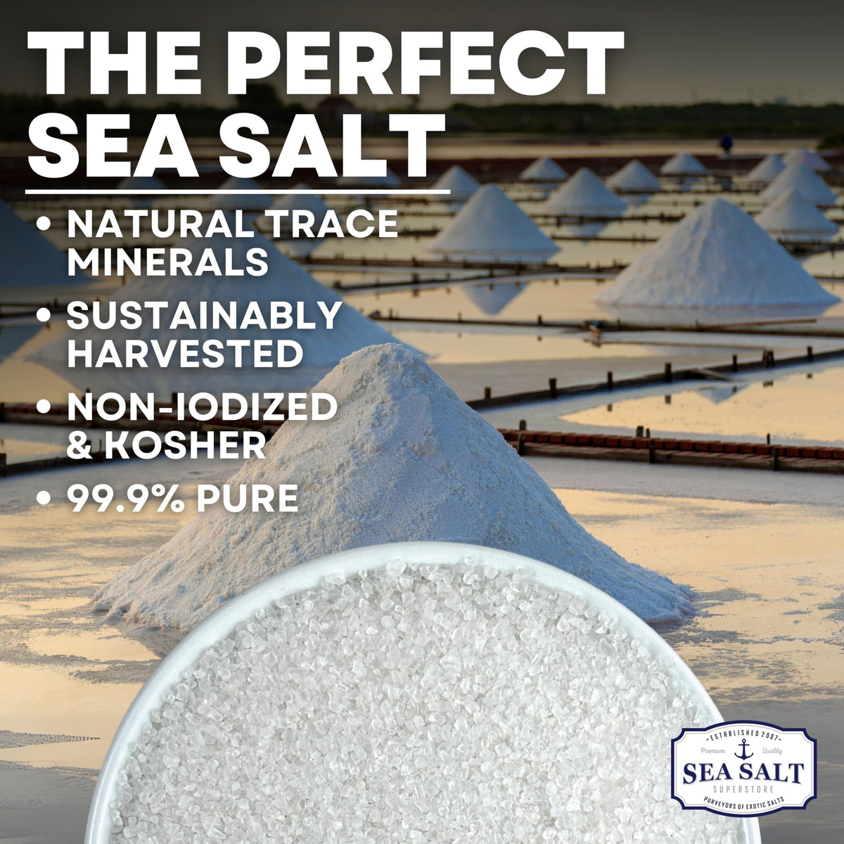 Sea Salt Superstore grinder refill pouring coarse salt for everyday seasoning