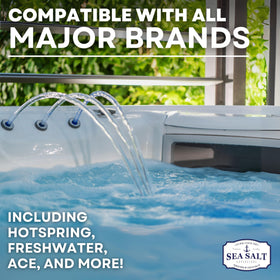 Sea Salt Superstore salt poured into hot tub for even dispersion and soothing soak.