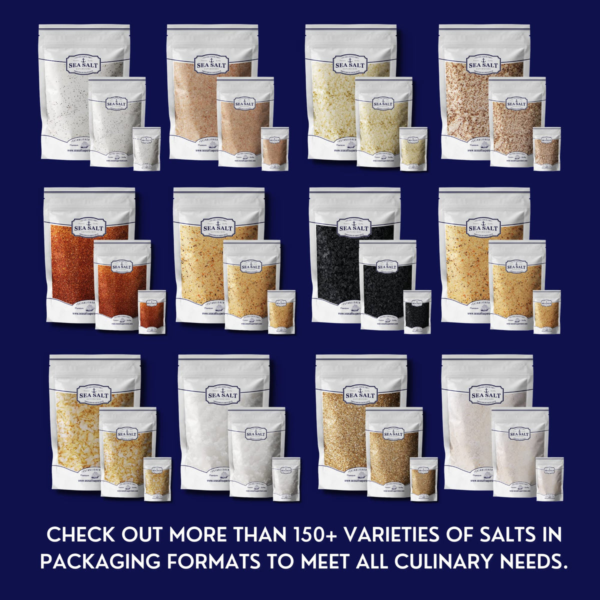 Sea Salt Superstore bottle with pour spout shown for easy kitchen use.