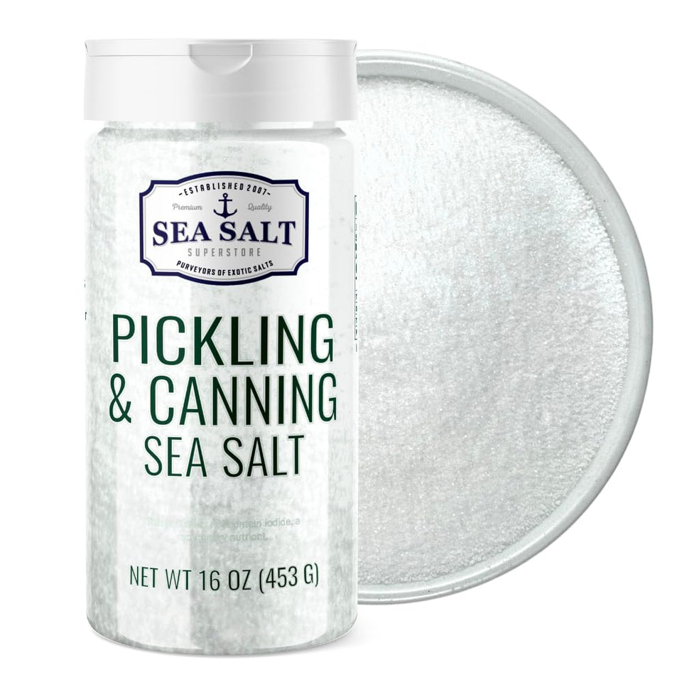 Sea Salt Superstore pickling salt bottle for natural preservation and flavor