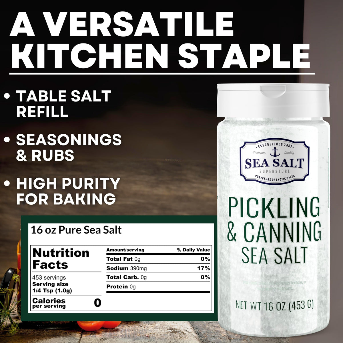 Sea Salt Superstore pickling salt closeup showing fine texture