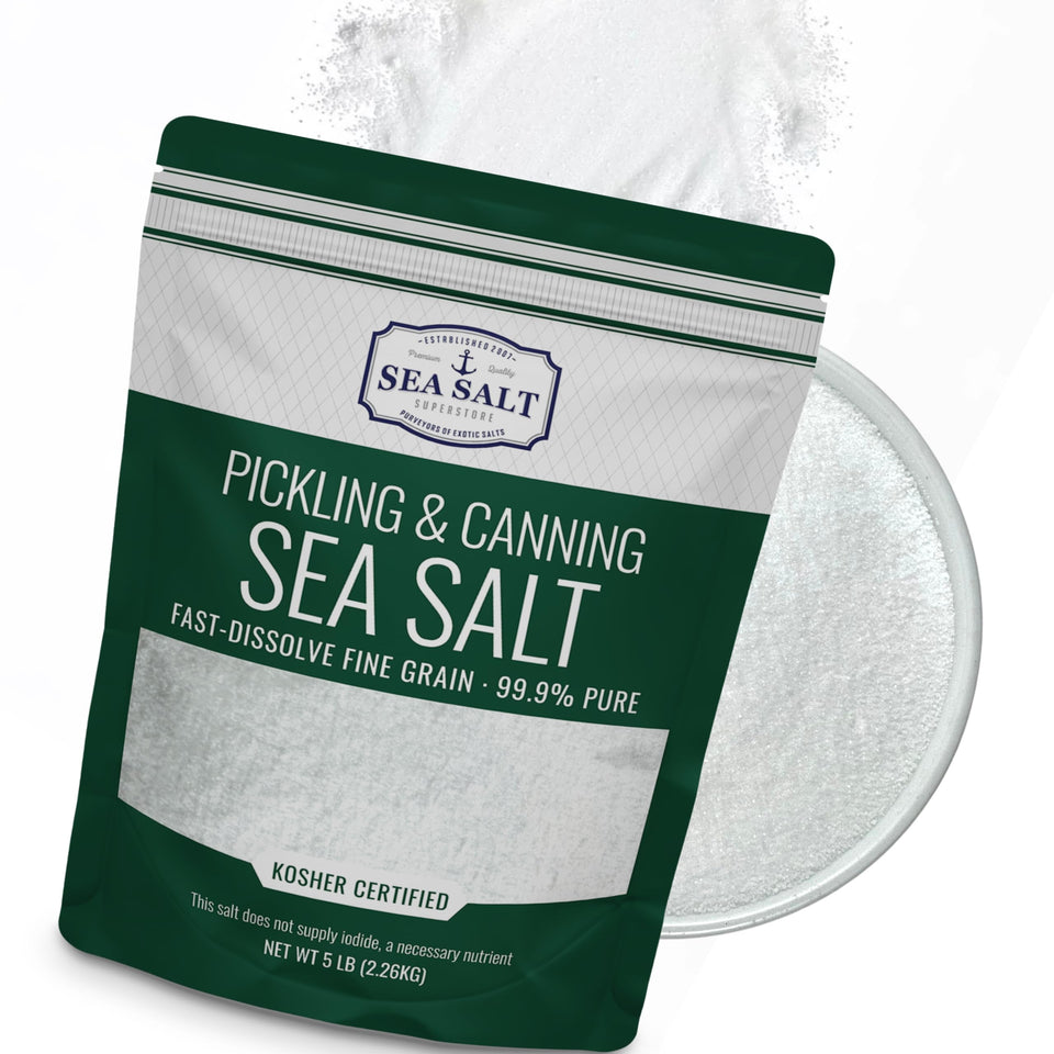 Sea Salt Superstore pickling salt pack for brining vegetables and preserving flavors.