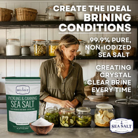 Sea Salt Superstore salt pouring action shows smooth dissolution for pickling