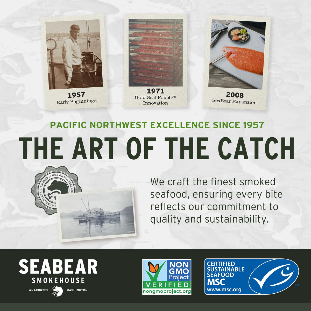 SeaBear Anacortes facility logo, craftsmanship since 1957.