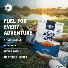 SeaBear two-and-a-half-ounce bag close-up, convenient on-the-go snack.
