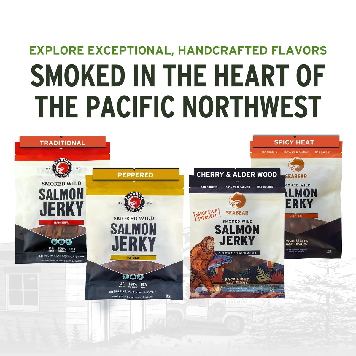 SeaBear wild king salmon jerky serving idea demonstrates convenient protein boost.