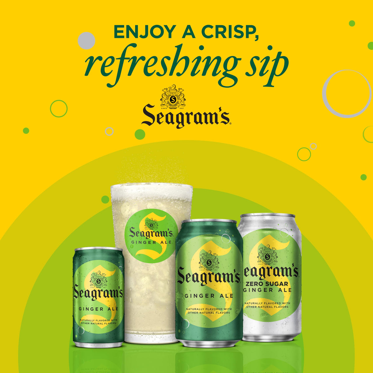 Seagram's Ginger Ale served at a dinner party setting.