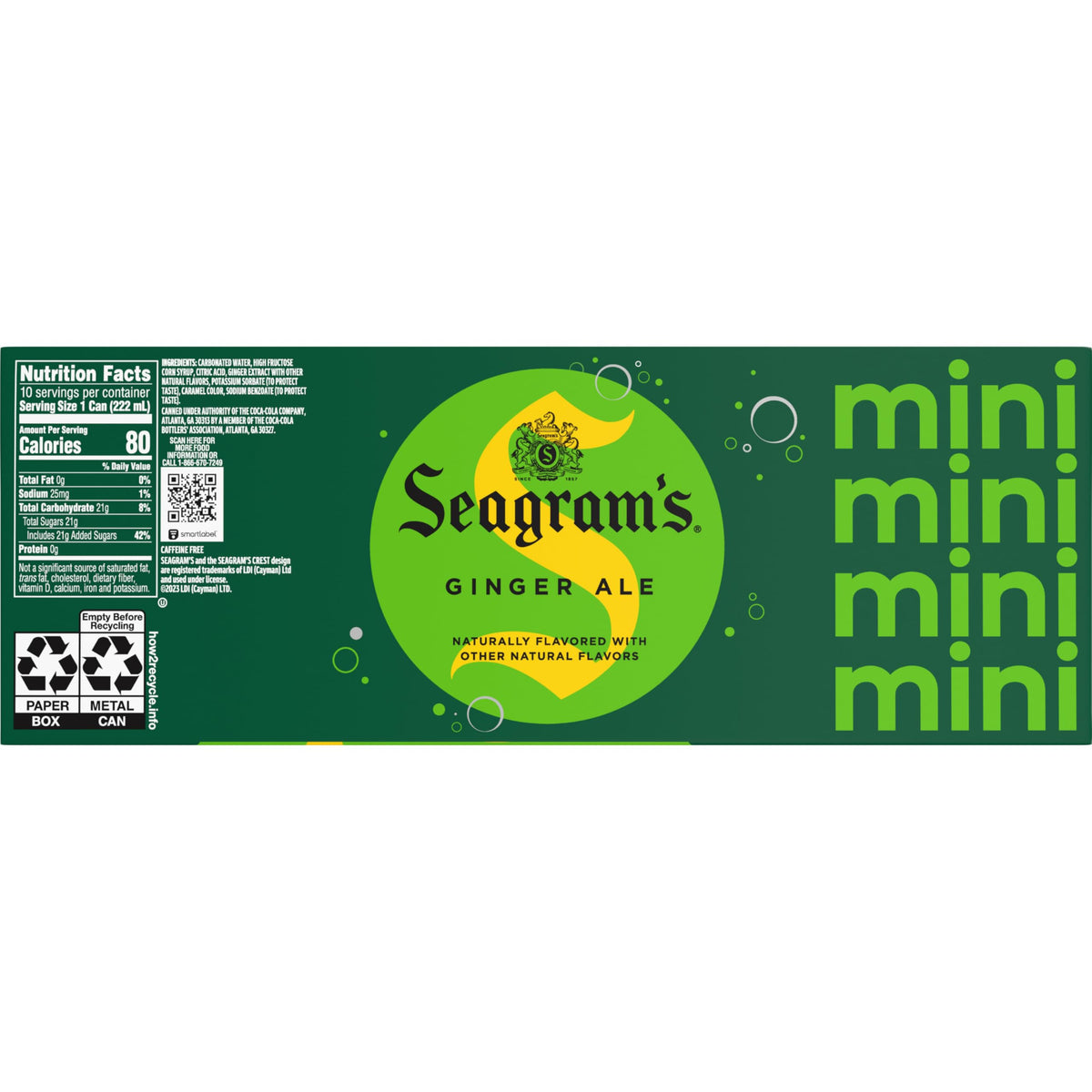 Seagram's Ginger Ale in a tall glass over ice.