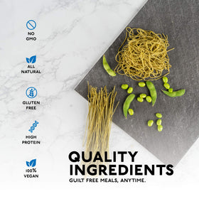 Three-pack box front featuring Seapoint Farms organic edamame spaghetti.