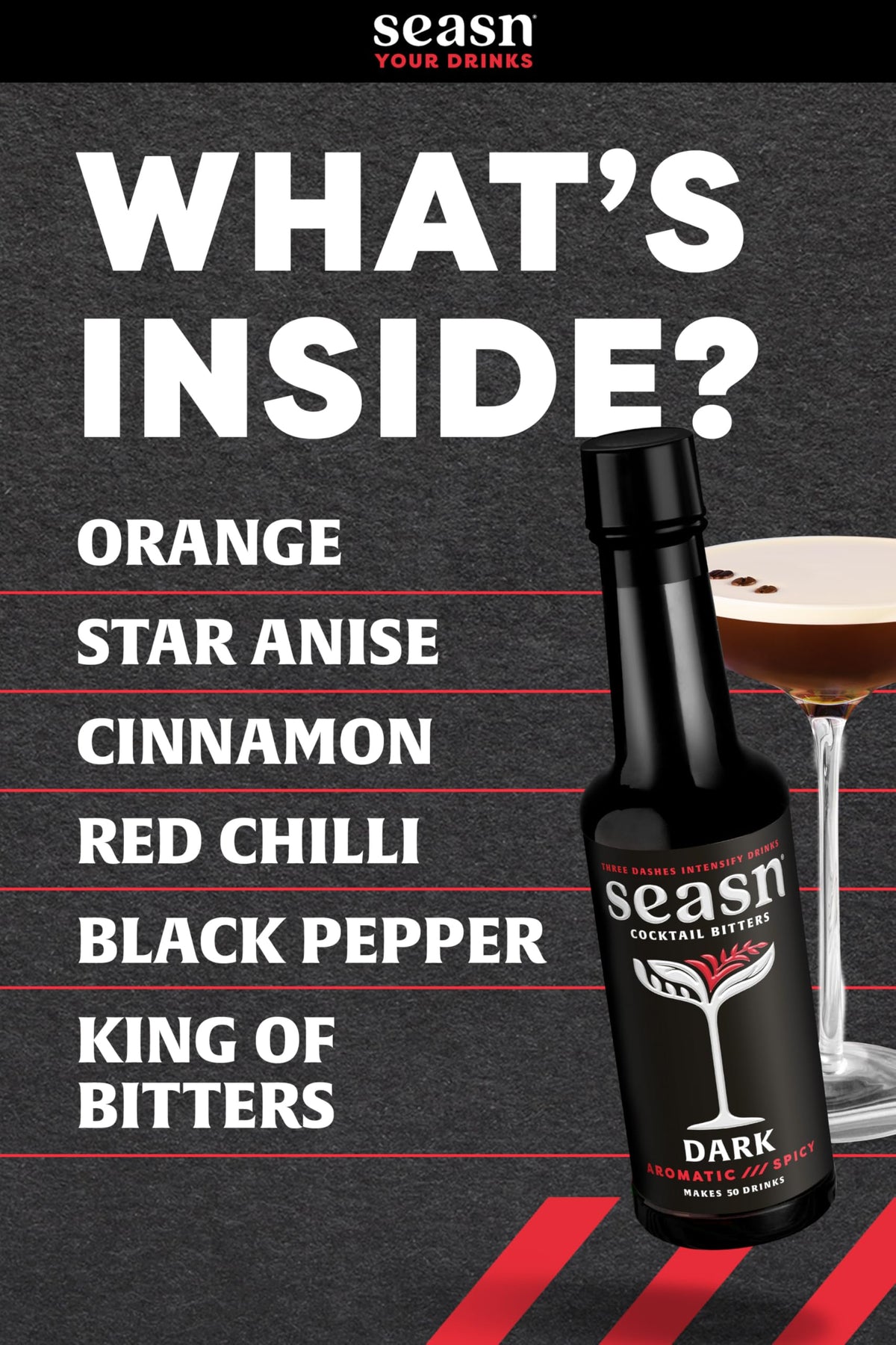 Seasn DARK bottle seal closeup communicates quality and allergen-free appeal.