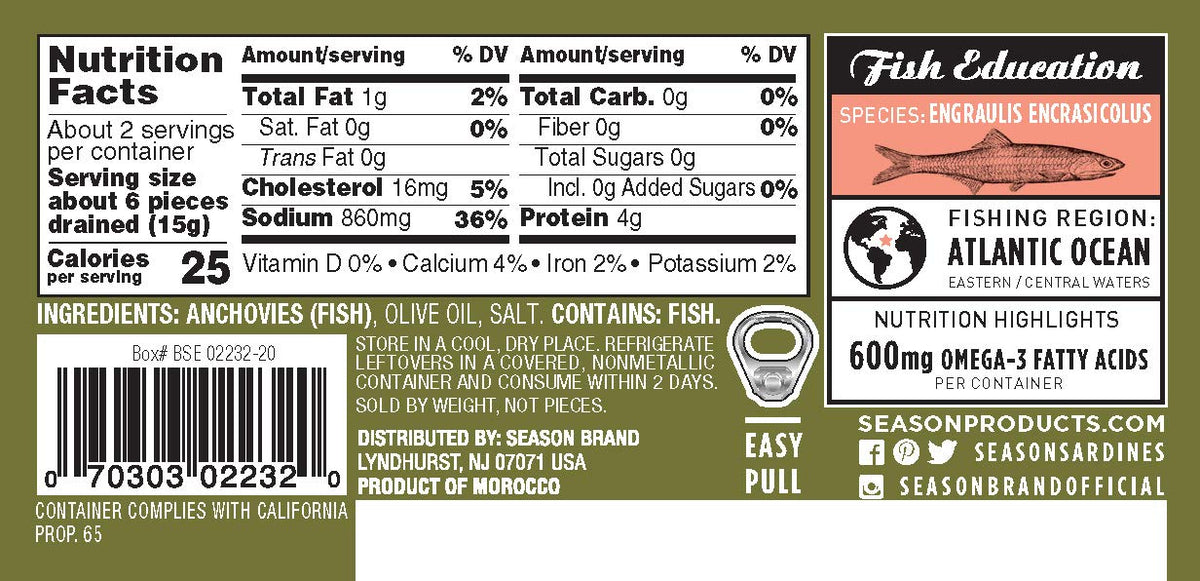 Season anchovies deliver keto-friendly protein in simple ready-to-use pieces