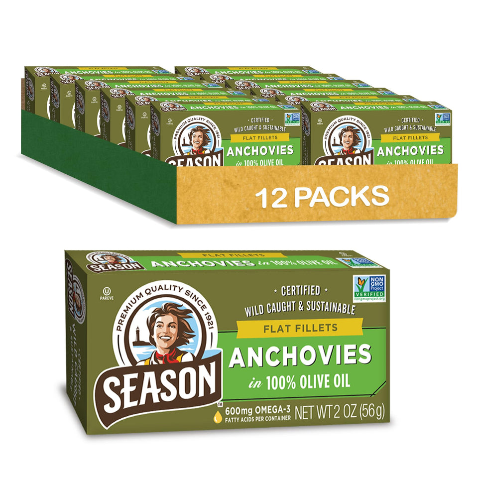 Season anchovies in olive oil flat fillets offer bold flavor for versatile pantry meals