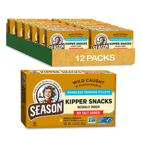 SEASON Kipper Snacks butterfly-slice fillets offering quick protein for on-the-go meals