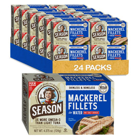 SEASON mackerel in water skinless-boneless fillets, high protein and easy to eat.