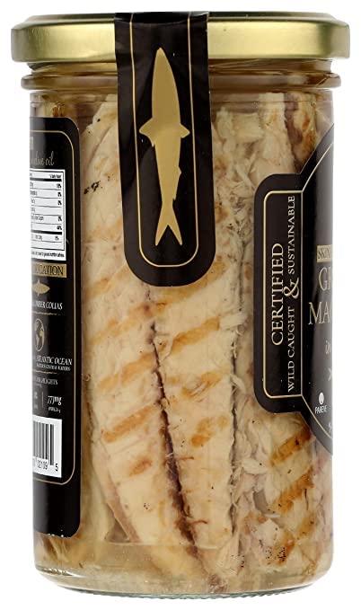 Season mackerel served with greens, a protein-forward keto-friendly option.