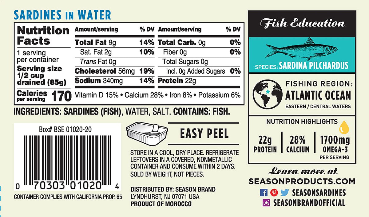 Season Sardines in Water served on toast, a quick protein-rich meal idea.