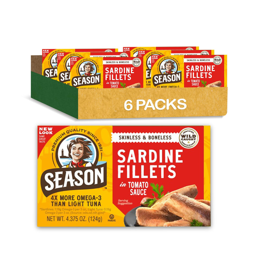 SEASON sardines in tomato sauce can, protein-packed ready-to-use