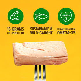 Yellowfin tuna fillets in olive oil shown on plate for easy meal prep.