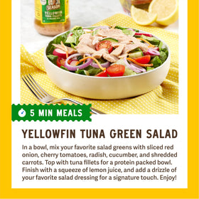 Glass jar collection of Season Yellowfin tuna on shelf emphasizing premium packaging.