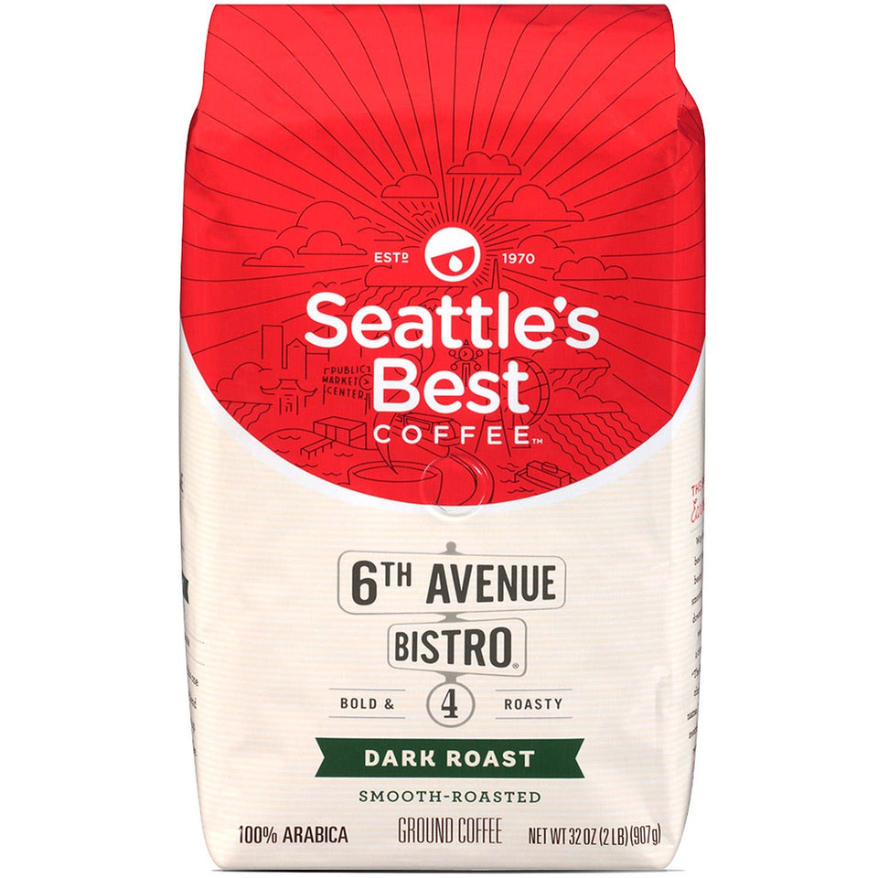 Seattle's Best 6th Avenue Bistro Level 4 coffee 3-pack front-view highlights rich aroma for morning ritual