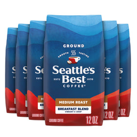 Seattle's Best Breakfast Blend ground coffee in 12oz bag for a smooth morning.