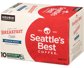 Seattle's Best Breakfast Blend K-Cup in cup reveals balanced aroma.
