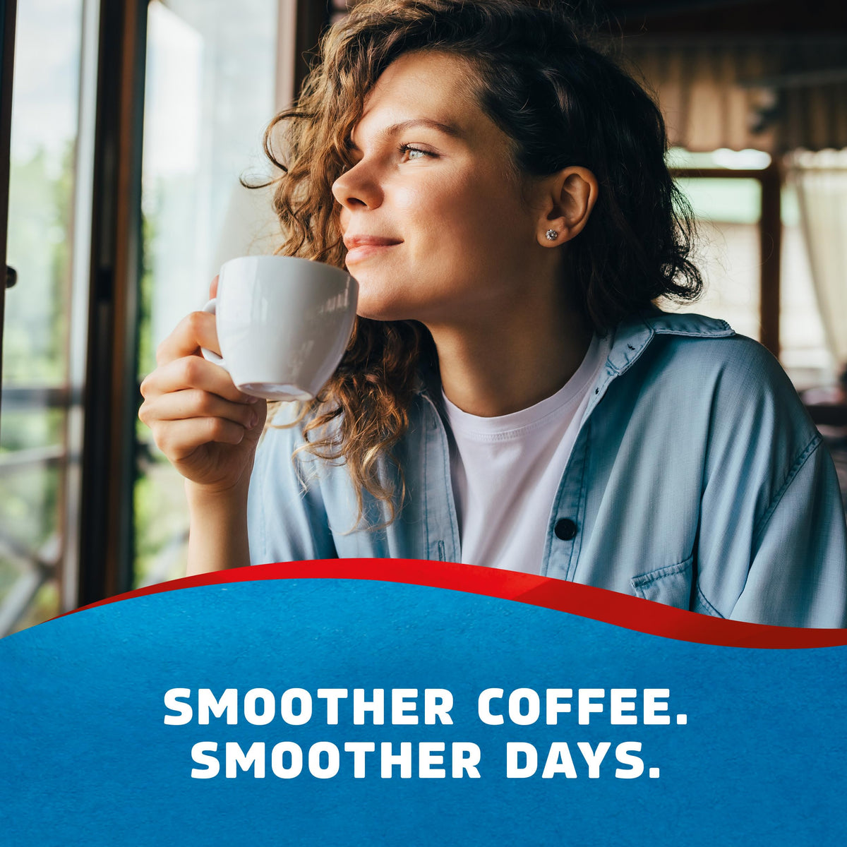 Seattle's Best Lighthouse Blend cup with steam and inviting aroma.