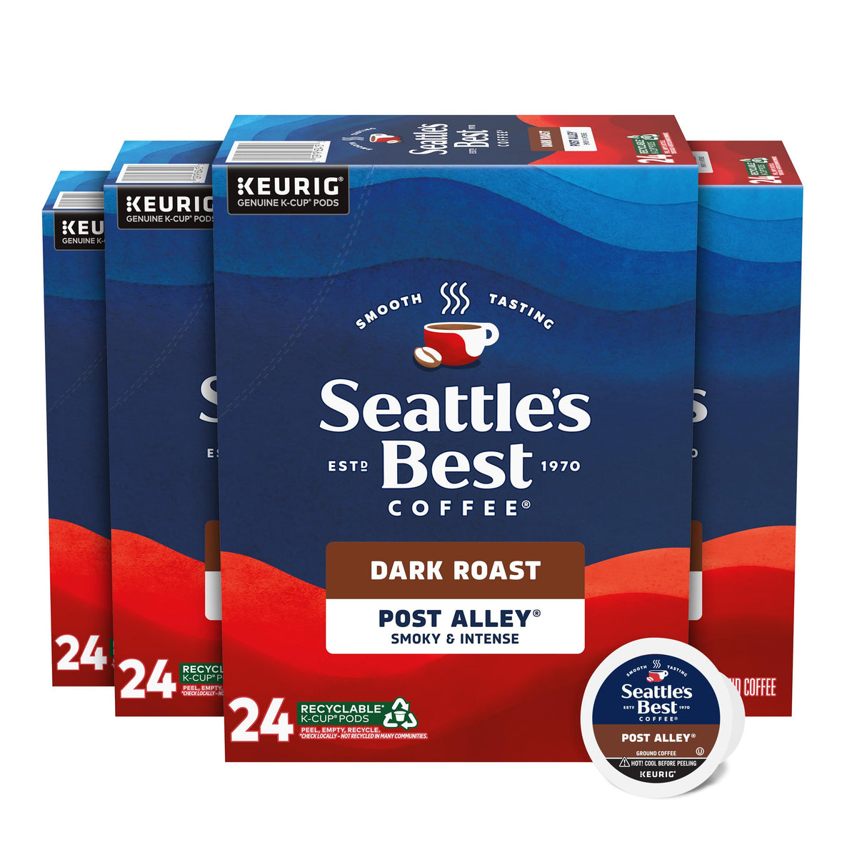 Seattle's Best Coffee Post Alley K-Cups four-box set for quick, smooth mornings.